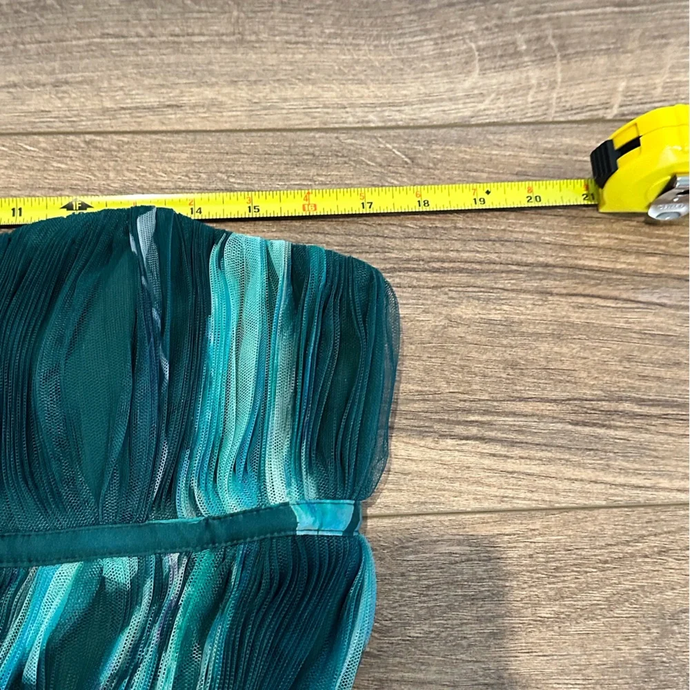 NWT! Hutch Lanza Teal Strapless Pleated Tulle Gown Size 6 - Picture 12 of 15